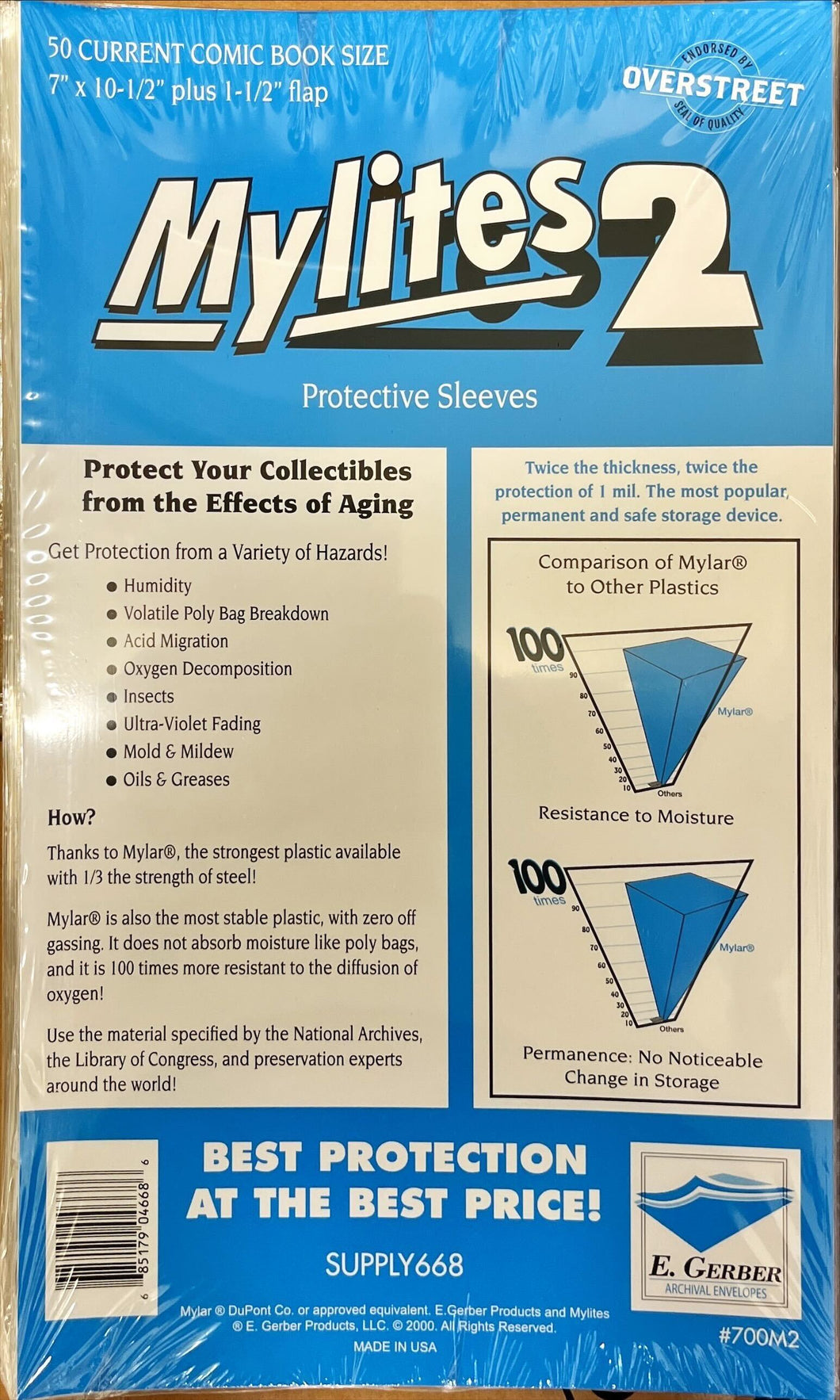 50 Current Comic Book Size Mylites Sleeves (7x10.5 Current)